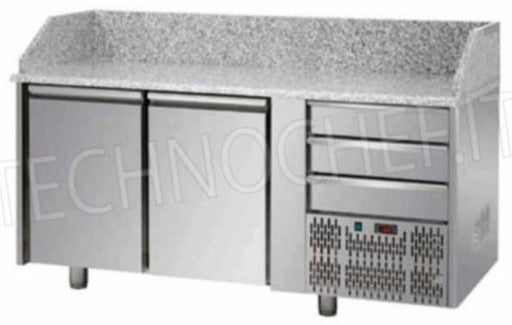 TECNODOM PZ02EKOC3 - 2 Doors Refrigerated Pizza Counter with 3 Drawers - Tecnodom