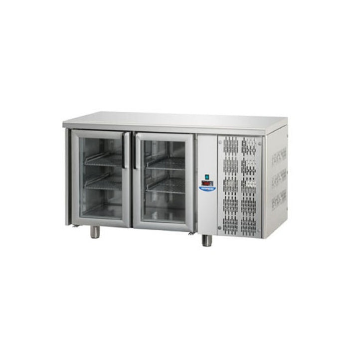 TECNODOM TF02MIDPV - 2 Glass Doors Stainless Steel Refrigerated Counter - Tecnodom