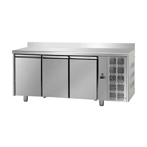 Tecnodom TF03MIDGNAL - S/S 3 Doors Refrigerated Counter with Backsplash - DOM - TF03MIDGNAL - Tecnodom