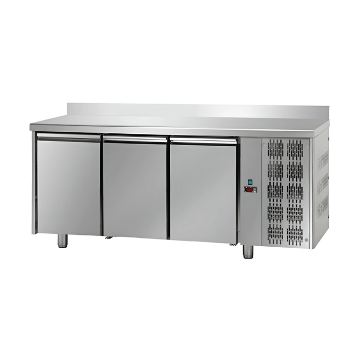 Tecnodom TF03MIDGNAL - S/S 3 Doors Refrigerated Counter with Backsplash - DOM - TF03MIDGNAL - Tecnodom