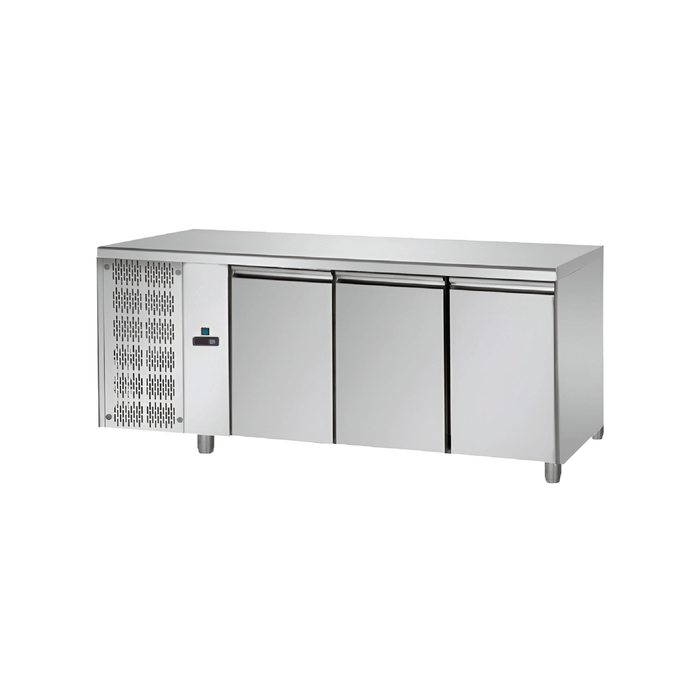 Tecnodom TF03MIDGNSX - 3 Doors Stainless Steel Refrigerated Counter (Left Side Motor) - Tecnodom