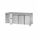 Tecnodom TF03MIDGNSXGRA - 3 Doors Stainless Steel Refrigerated Counter with Granite Top (Left Side Motor) - Tecnodom