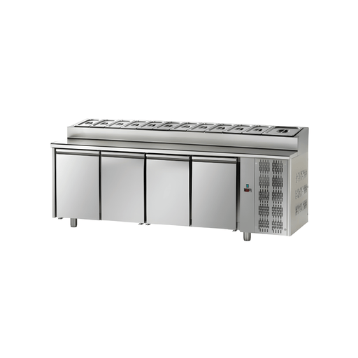 Tecnodom TF04MIDGNSK - 4 Doors Stainless Steel GN 1/1 Refrigerated Snack Counter -  - Tecnodom