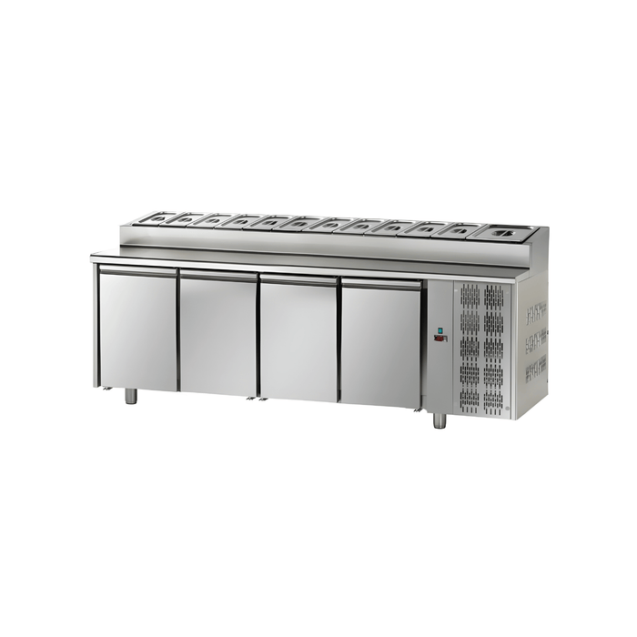 Tecnodom TF04MIDGNSK - 4 Doors Stainless Steel GN 1/1 Refrigerated Snack Counter -  - Tecnodom