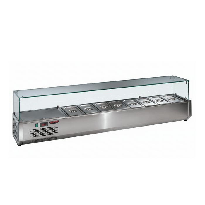Tecnodom VR4190VDSX - Refrigerated Display for Pizza Ingredients 8 x GN 1/4 (Left Side Motor) - Tecnodom