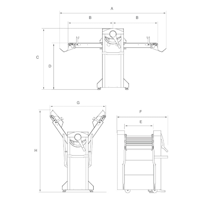 TeknoStamap EASY 614 - Manual Dough Sheeter 600x1400 mm - Tekno Stamap
