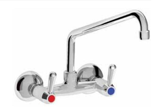 00412300 Two Holes Wall Mounted Mixer Tap with 1/4 Turn Handles upper outlet - RDF-00412300 - RDF - Rubinetterie del Friuli